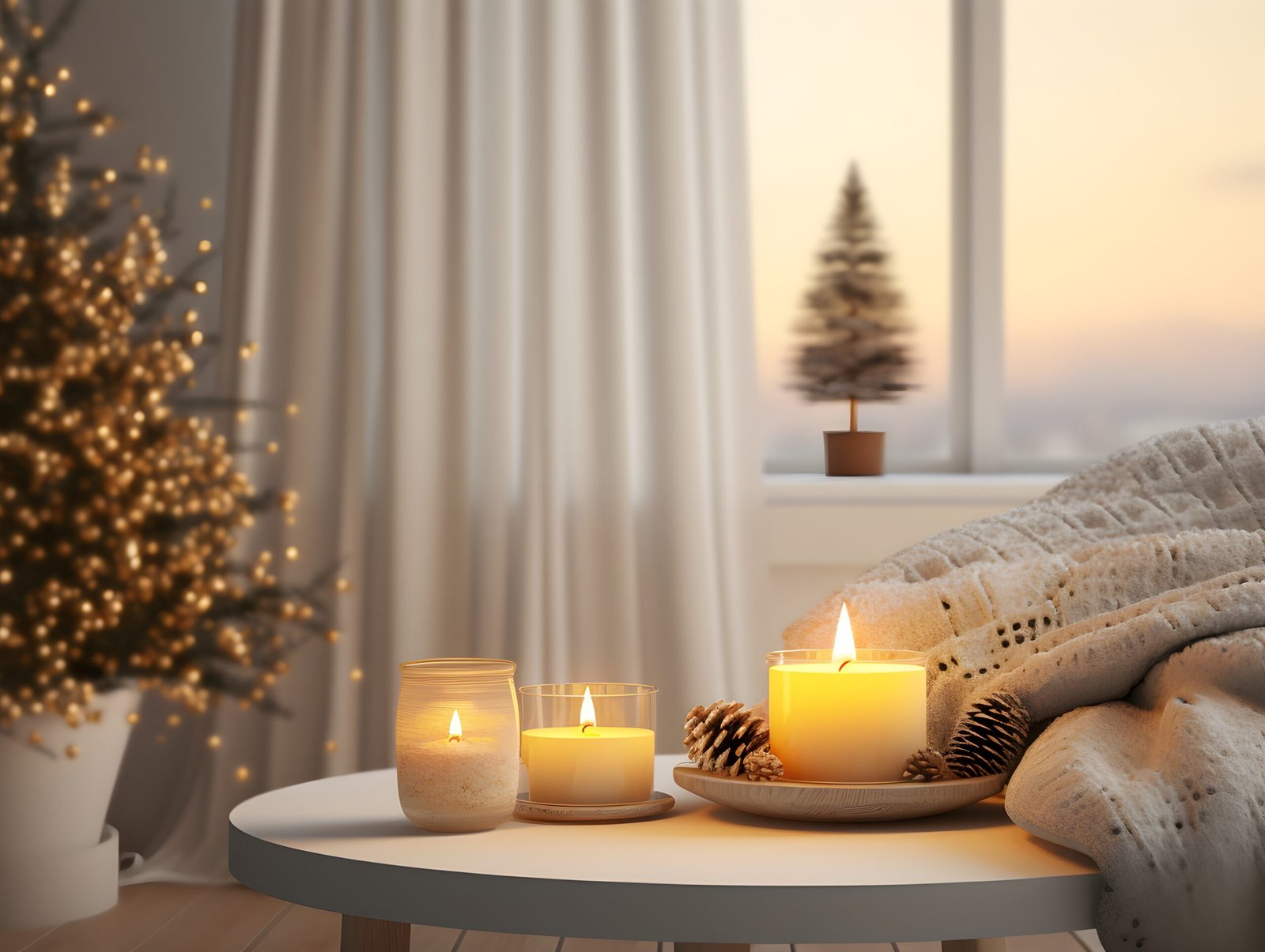 close up christmas candles